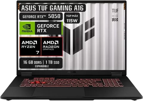 ASUS TUF Gaming A16 Laptop Gaming/Ryzen 7 Serie 200/RTX 5050/16" FHD+ 144Hz/16GB RAM-1TB SSD/16 Tops NPU/Garantía Oficial México