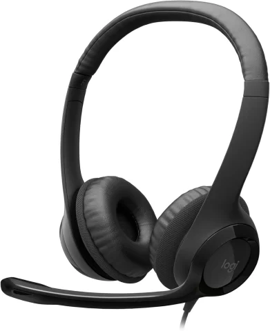 Logitech H390 Diadema con Cable, Sonido Estéreo y Micrófono USB con Supresión de Ruido, Controles Integrados en el Cable, PC/Mac/Laptop/Chromebook - Negro